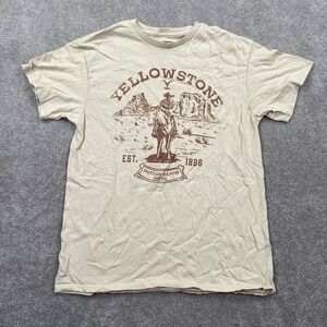 Yellowstone Paramount Network Dutton Ranch T Shirt Men's Size M Tan TV Show